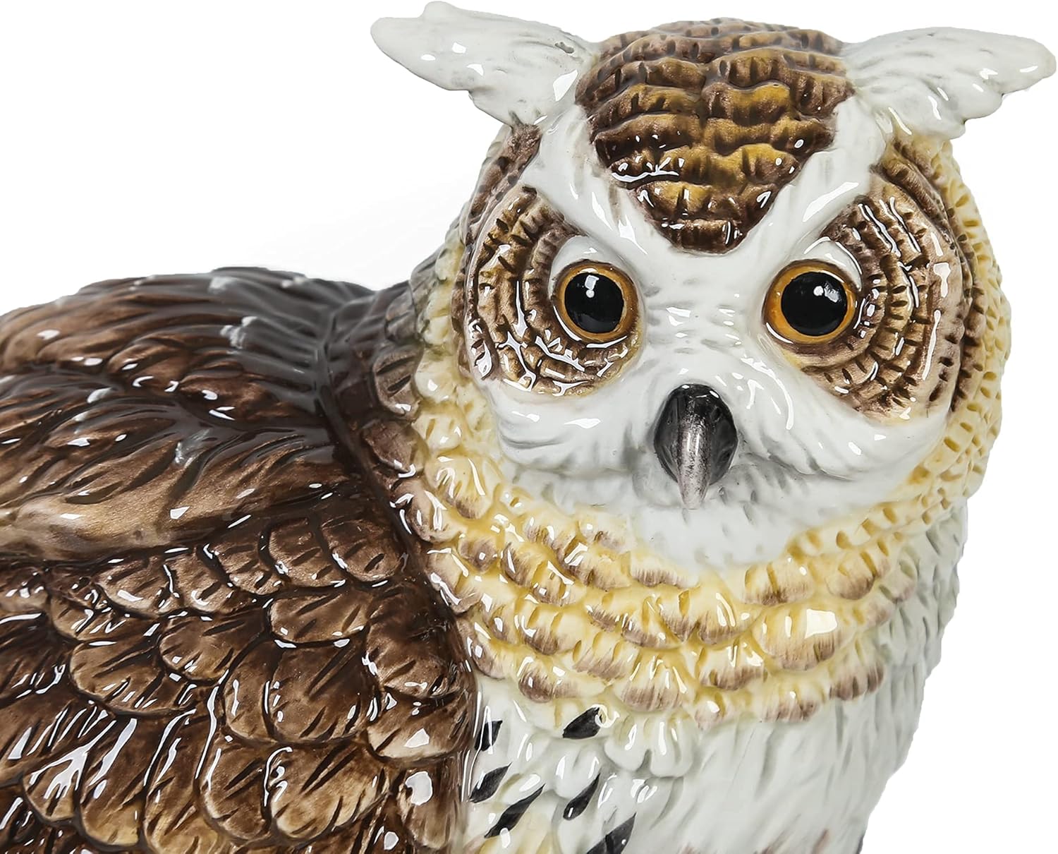 Ceramic Large Collectible Figurines Statue，3D Hand-Painted Owl Home Decoration- 9.45 H